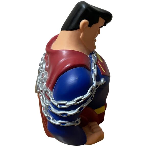 Vtg DC Comics Superman Animated Series Chains Warner Store Coin Bank Bust w/ Cap - Picture 4 of 6